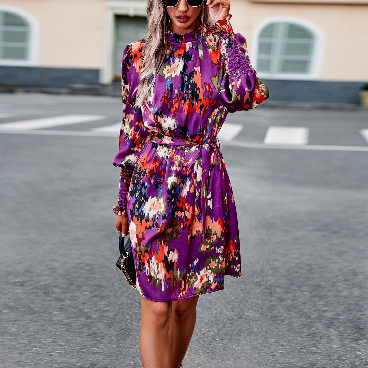 Printed Elegant Long Sleeve Dress