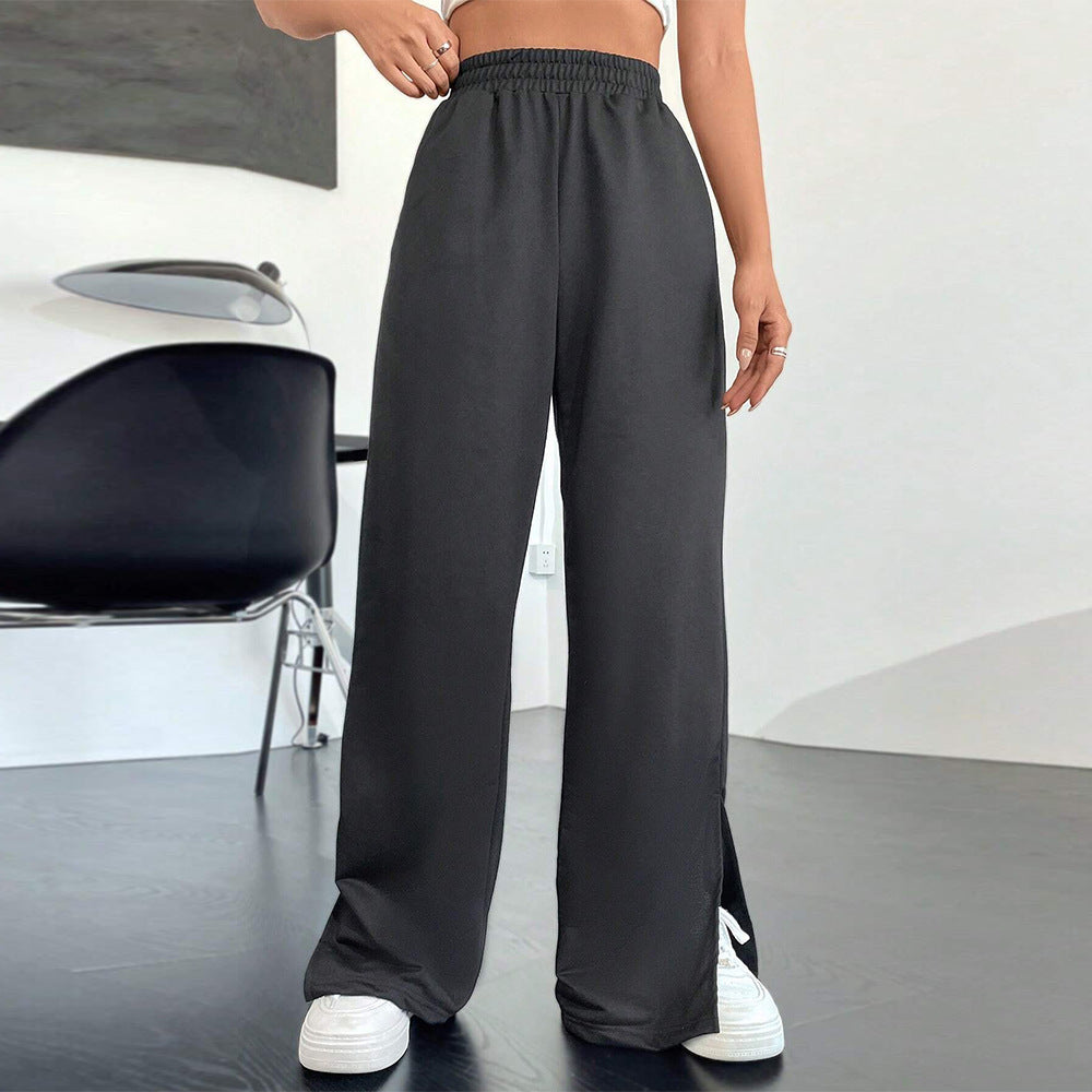 Elastic Waist Wide Leg Straight Sweatpants