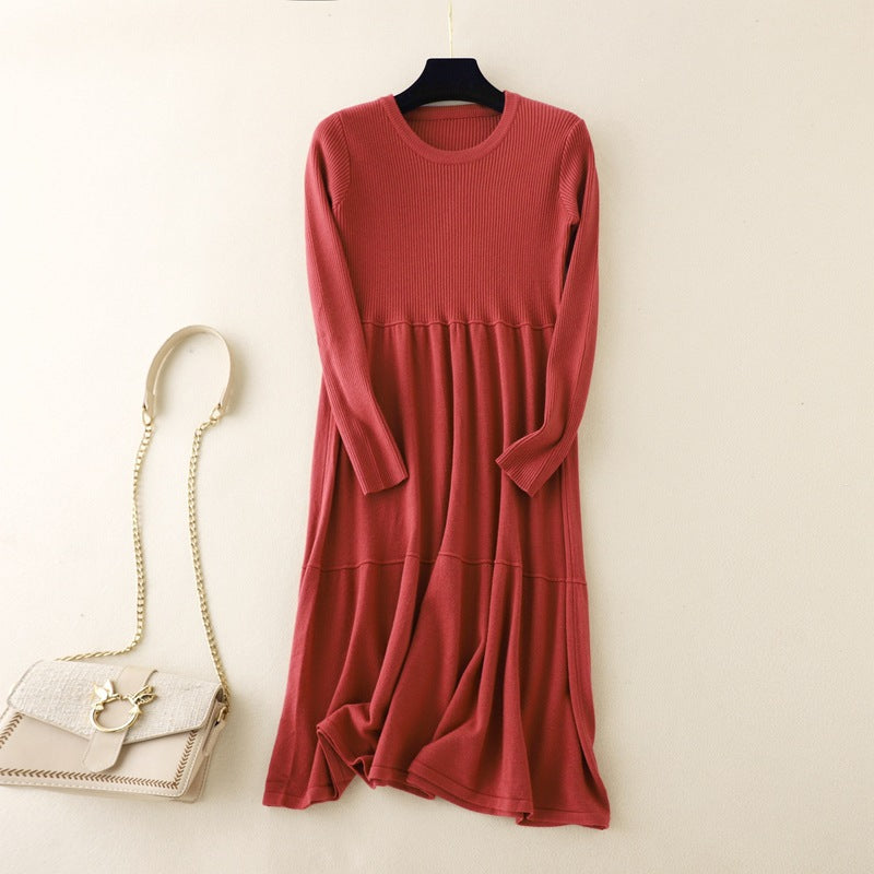 Mid Length Over The Knee Loose Oversized Knit Dress
