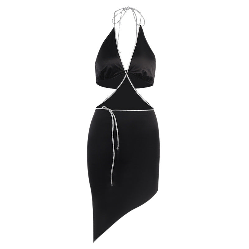 Boorketting V-hals Halter Hollow Out Jurk