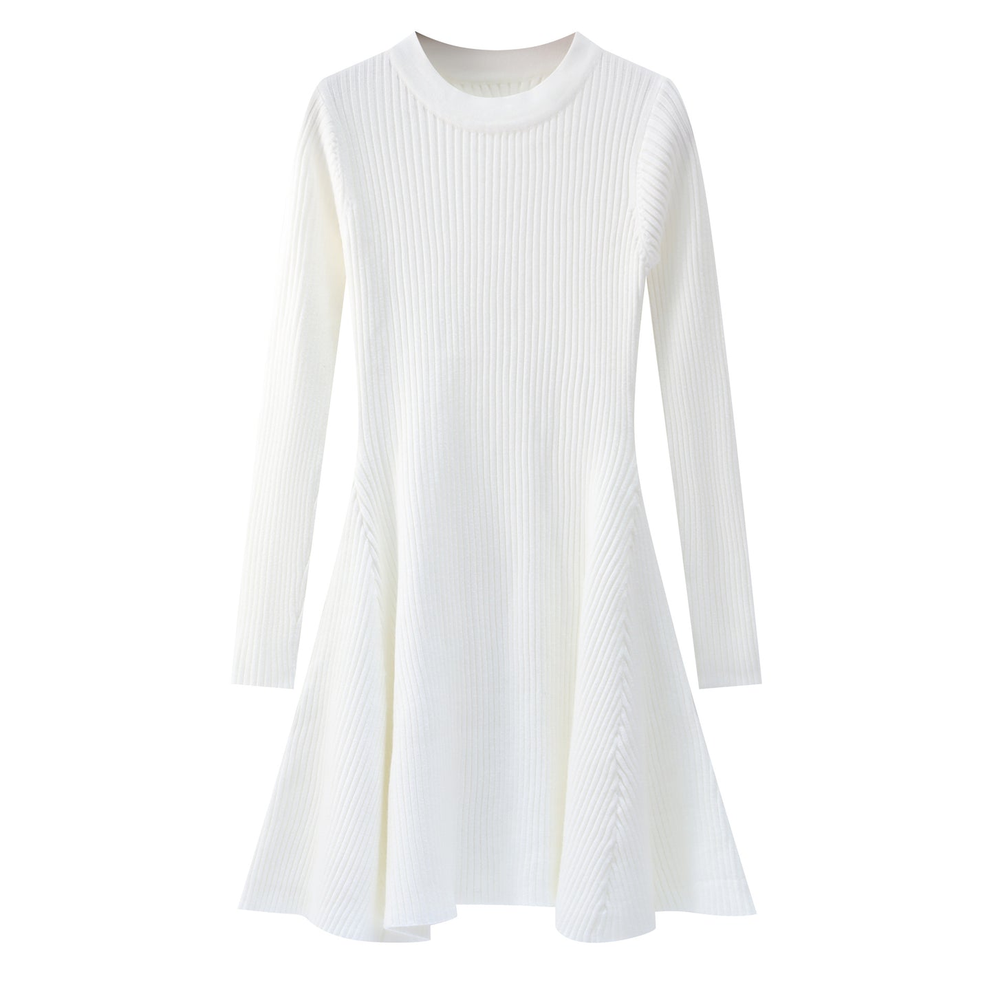 Early Spring High Waist A Line Slim Fit Knitted Base Mid Length Sweater Dress