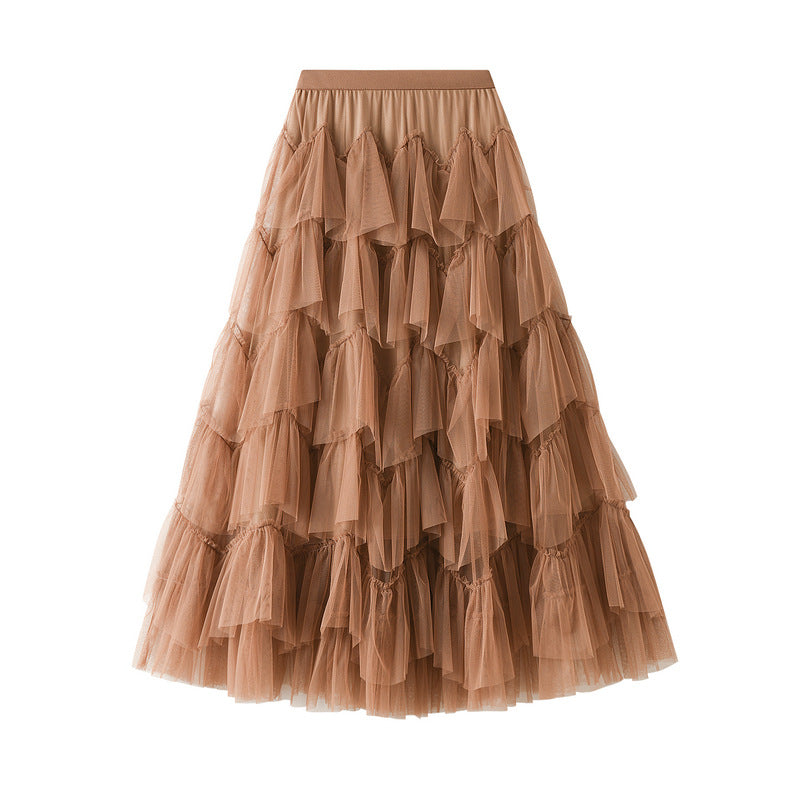 Spring Tiered Dress Mesh Long Skirt