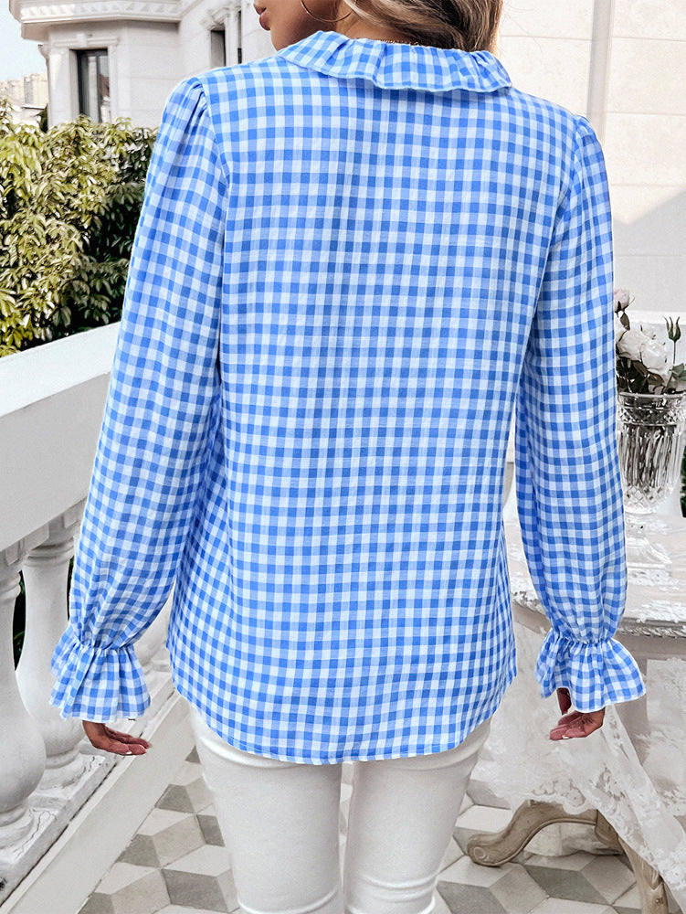 French Contrast Color Button Shirt