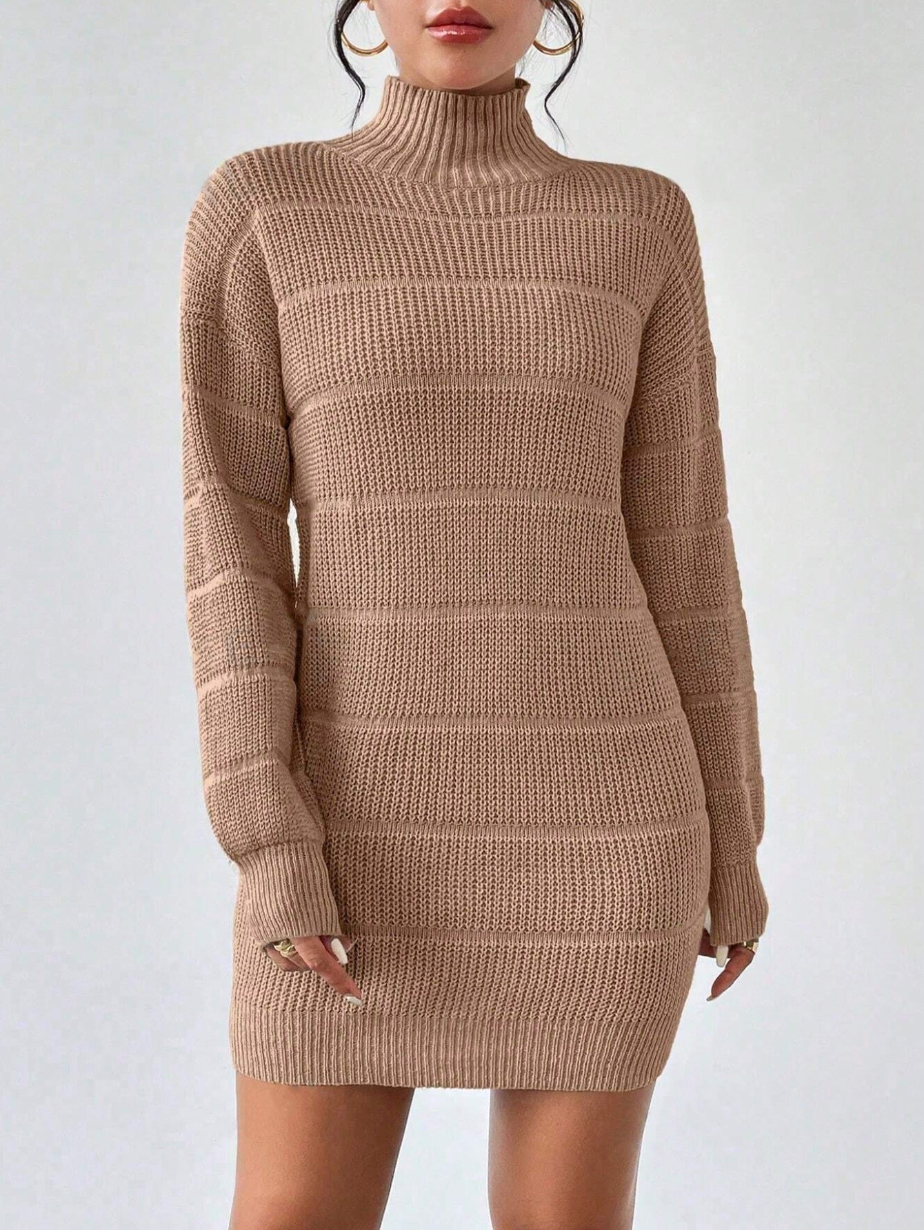 Half Turtleneck Knitted Sexy Dress