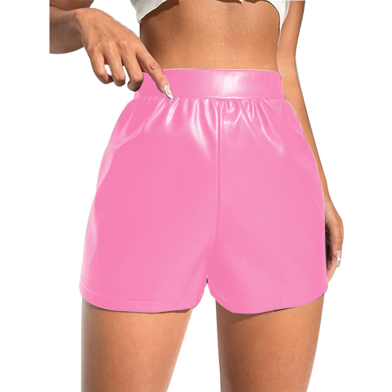Patent Leather High Waist Loose Shorts