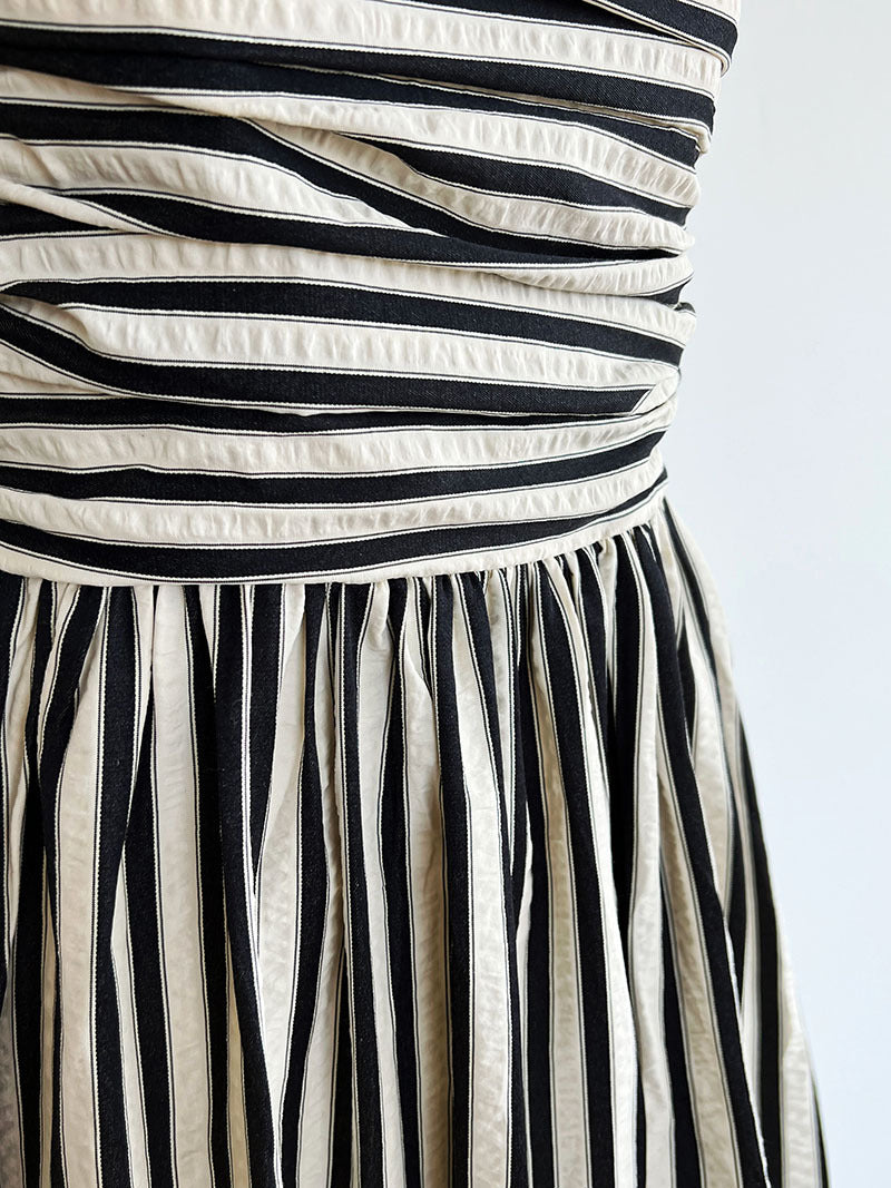 French Striped Bandeau Sling Dress