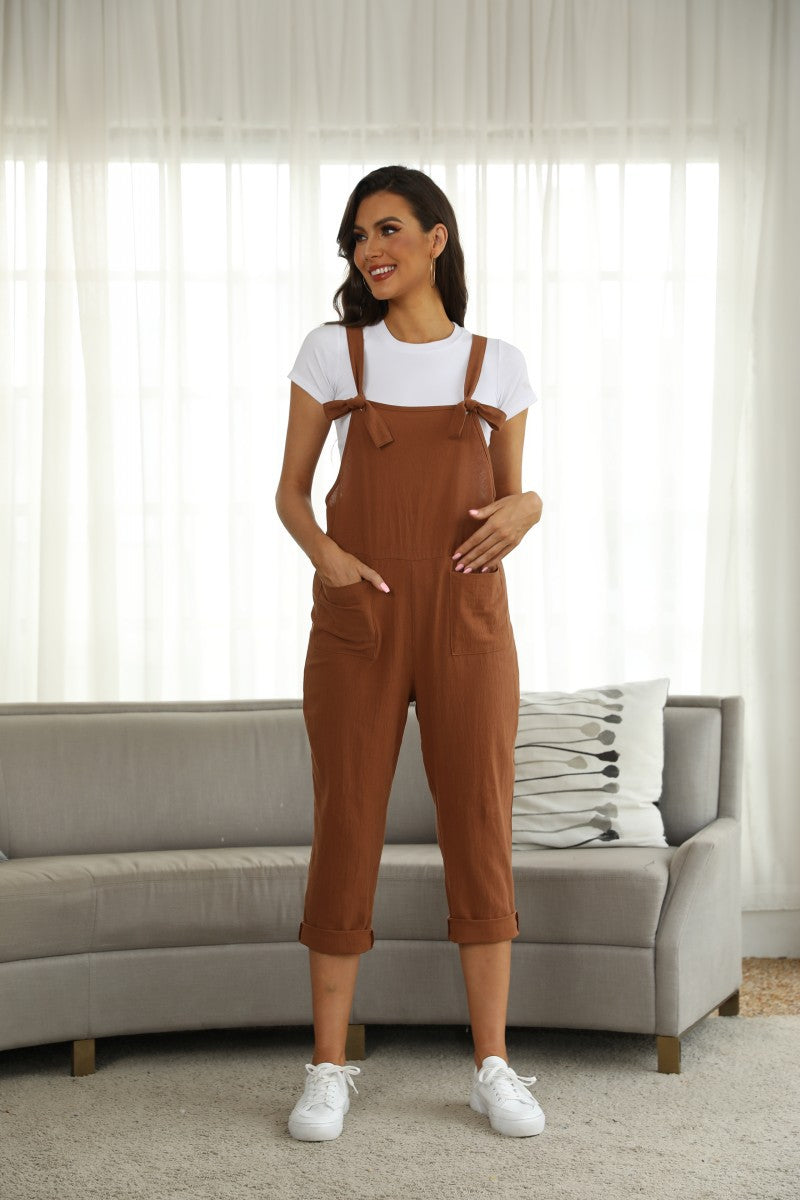 Cotton Linen Casual Trousers Jumpsuit