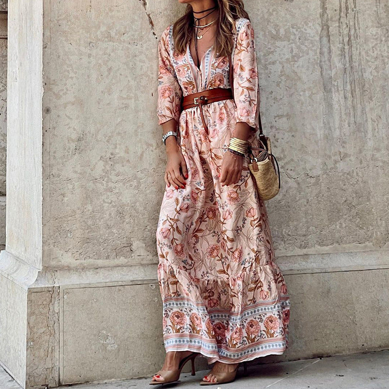 Bohemian Midi Printed Dress