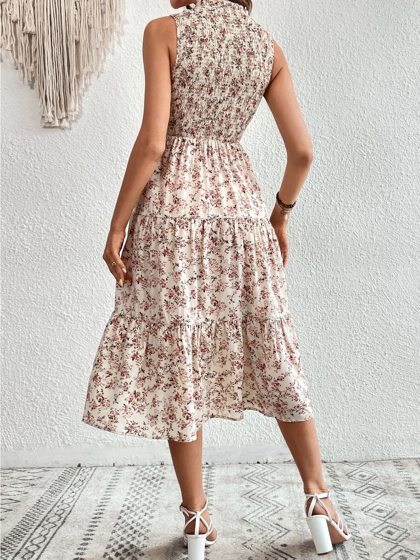 Vestido floral elegante grande swing