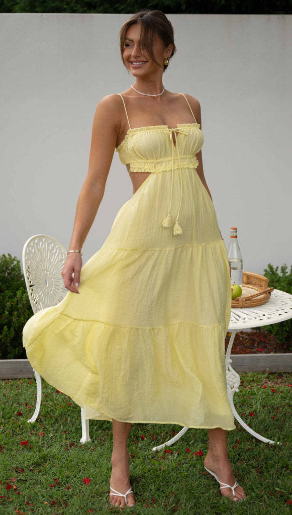 V Neck Sleeveless Solid Color Stitching Big Swing Maxi Dress