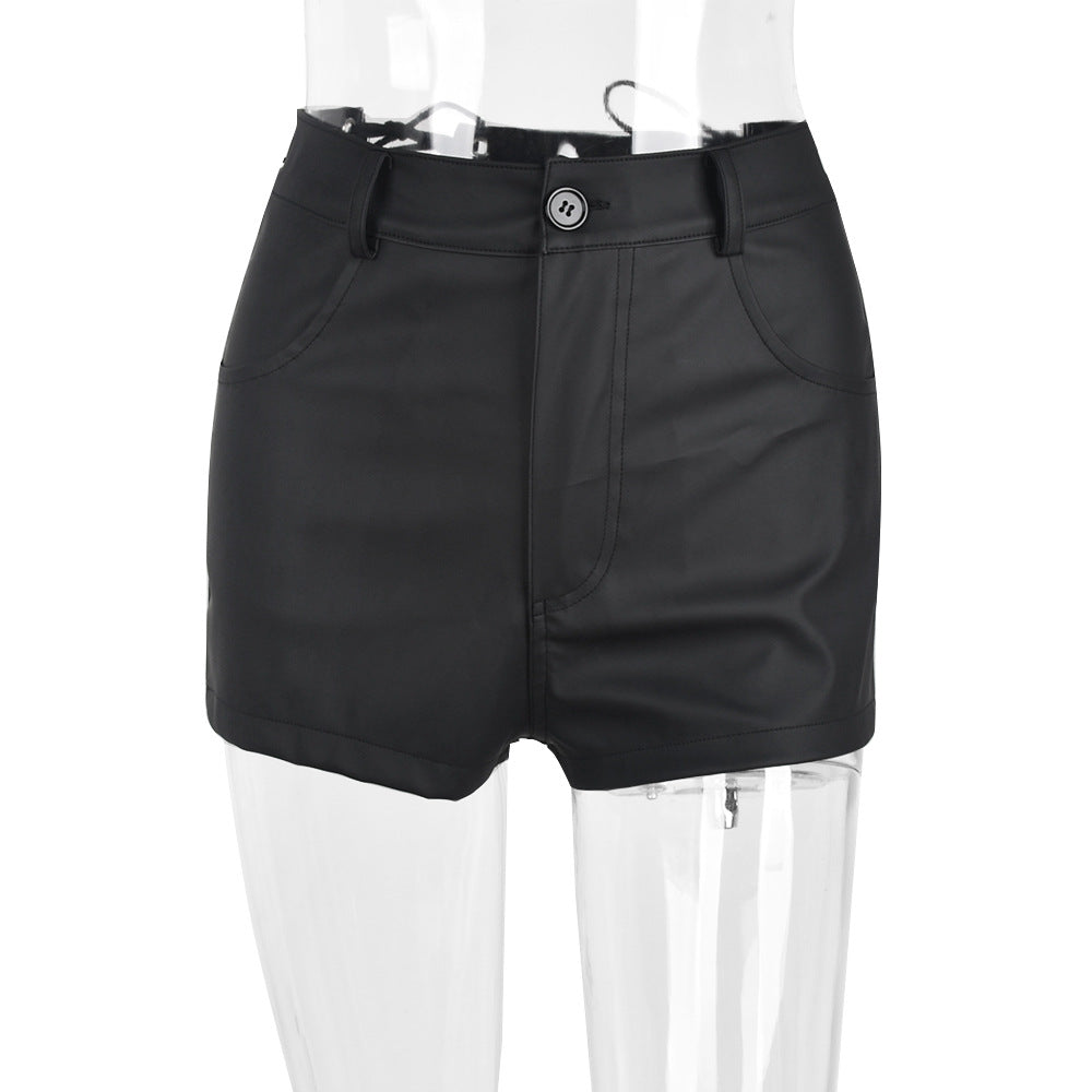 Summer Hollow Out Cutout Out Tied Faux Leather Tights Shorts
