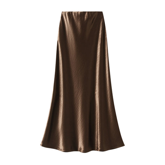 Elegant Pleated Streamer Satin Fishtail Skirt