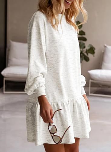 Crisscross Neckline Round Neck Long Sleeve Casual Sweatshirt Dress