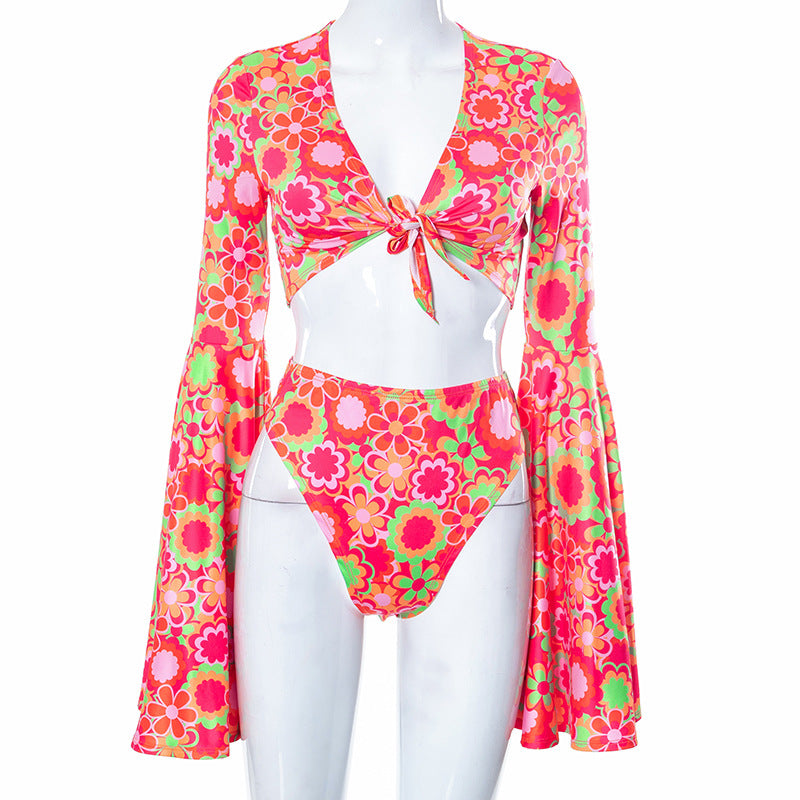 Printed Two Piece Suit Retro Swimsuit