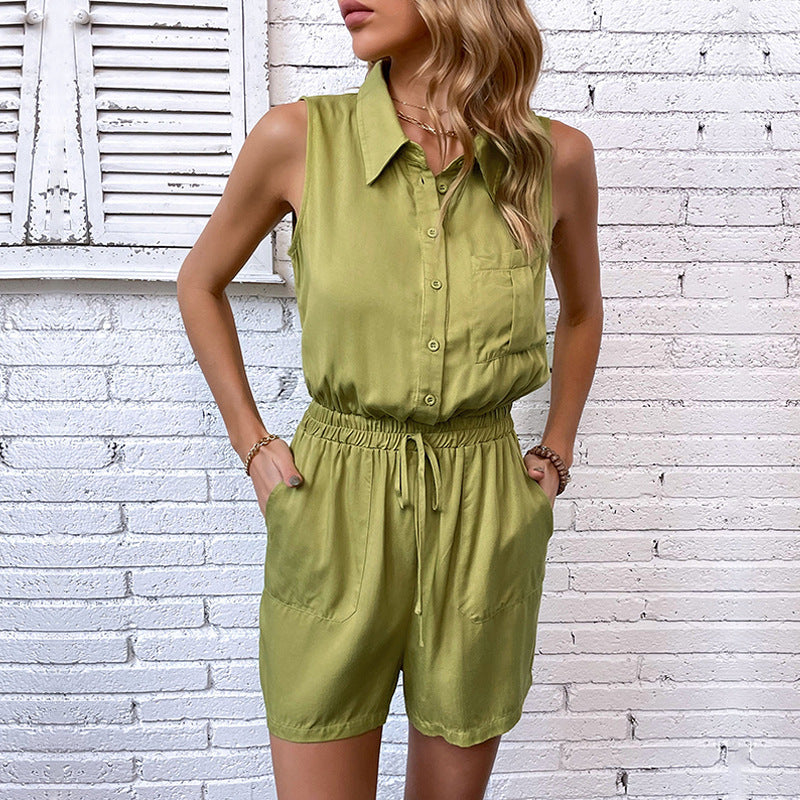 Sleeveless Solid Color Romper