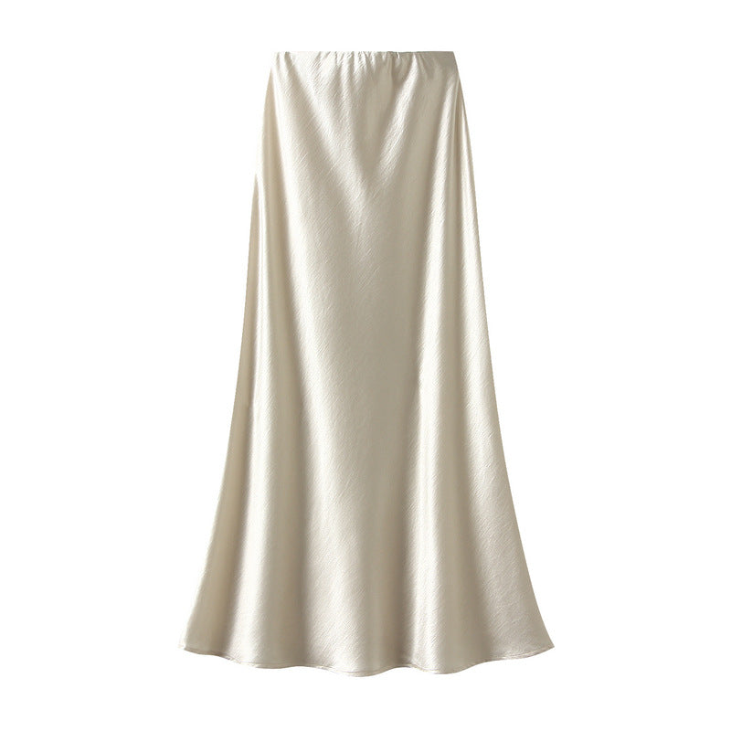 Elegant Pleated Streamer Satin Fishtail Skirt