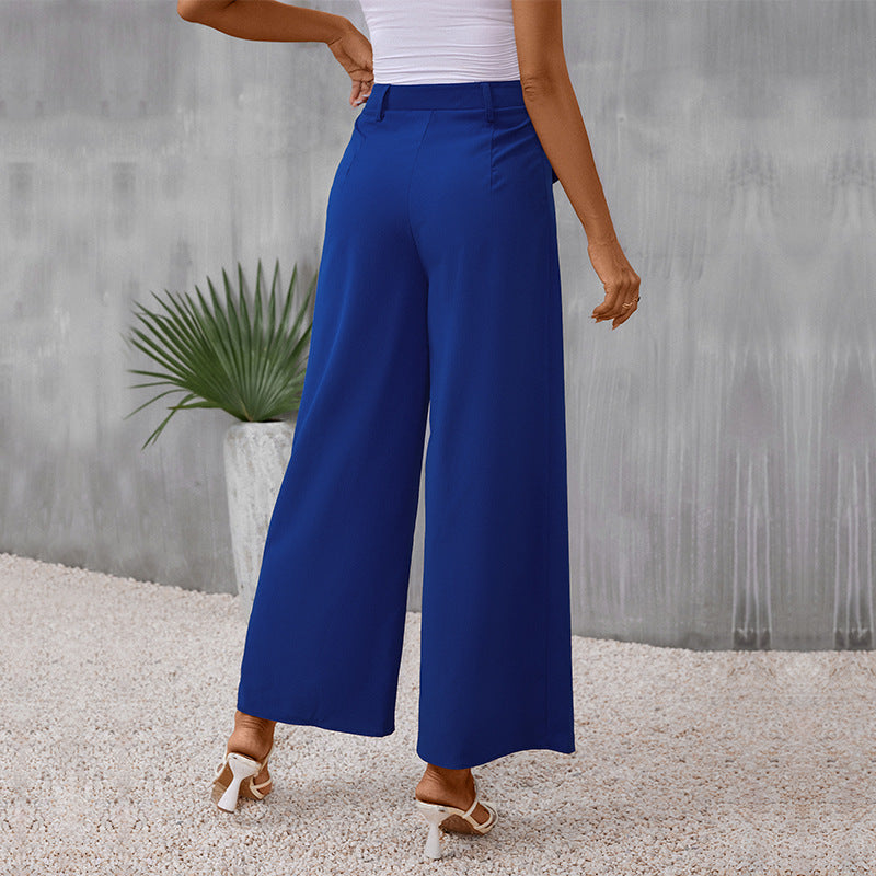 Slim Fit Slimming Blue Wide Leg Pants