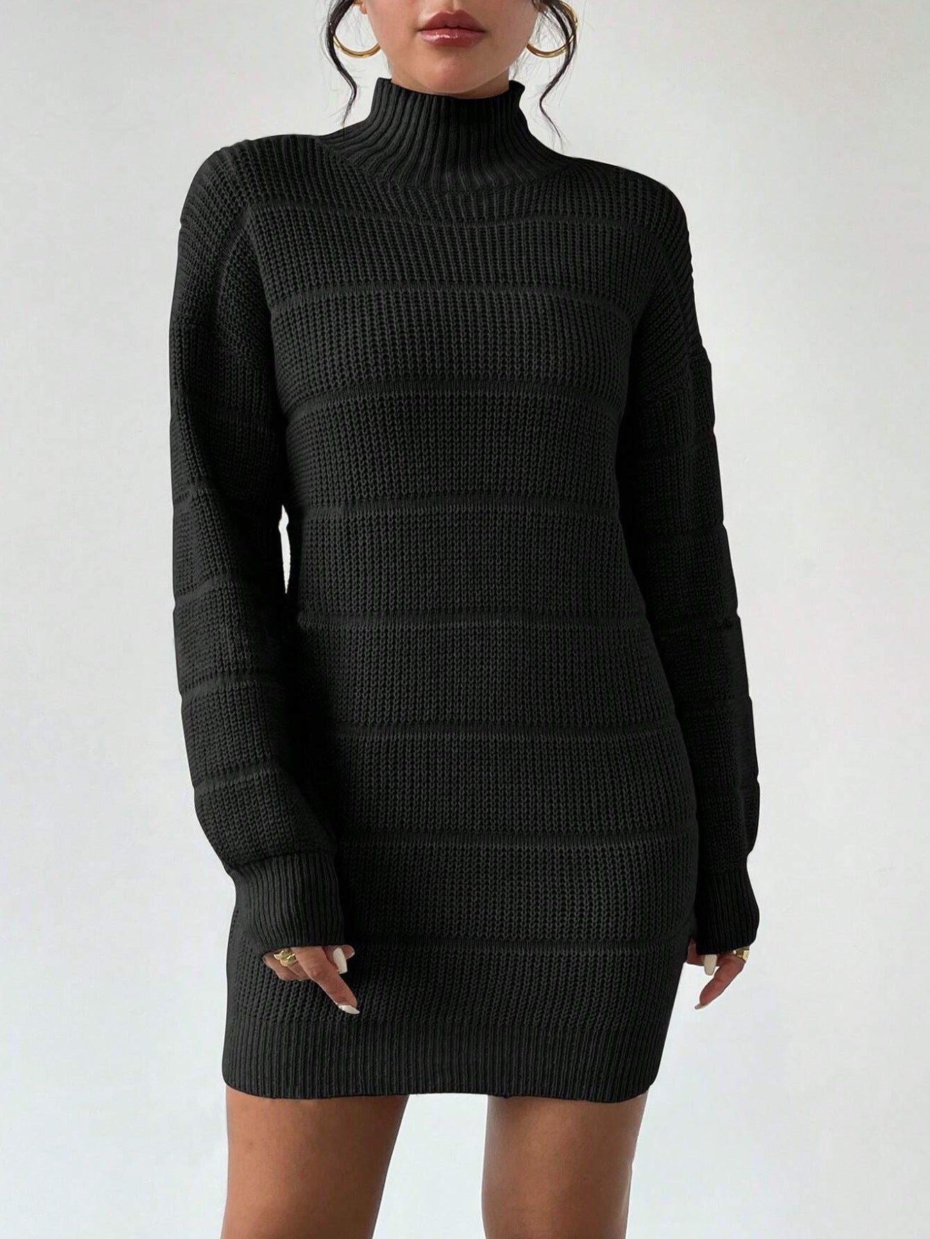 Half Turtleneck Knitted Sexy Dress