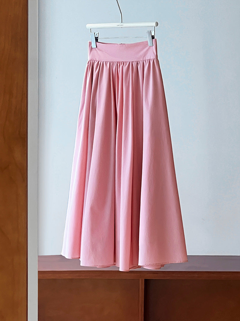 Pink Skirt Large Swing A Line Pleated Pleated Skirt