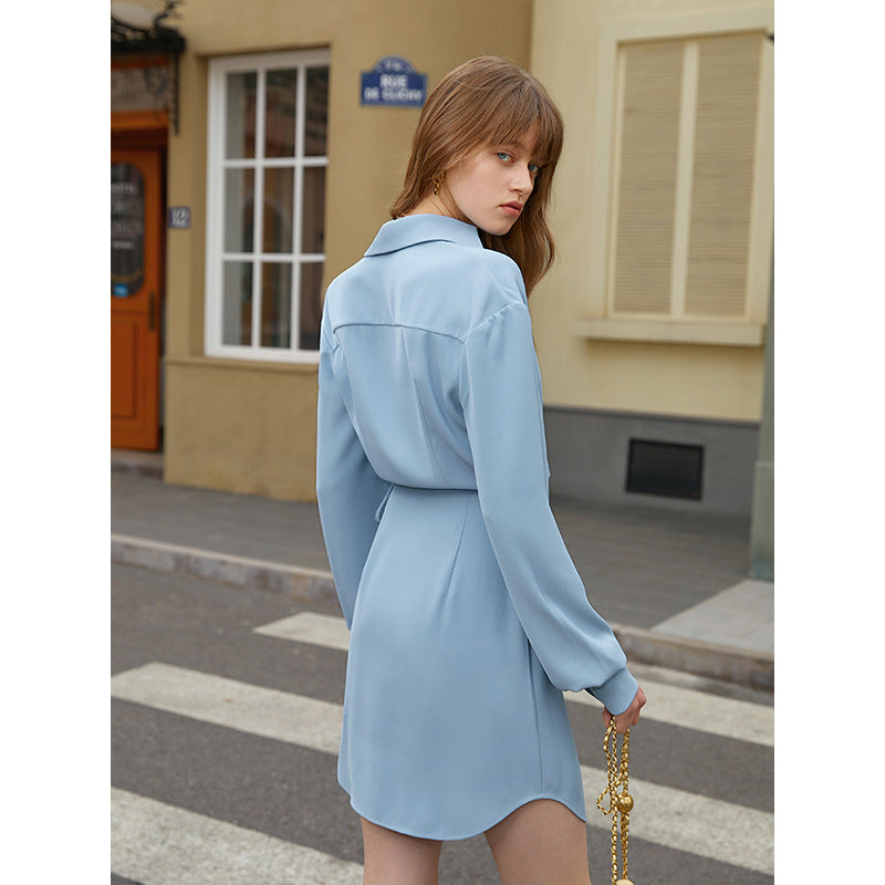 Office French V Neck Shirt Dress