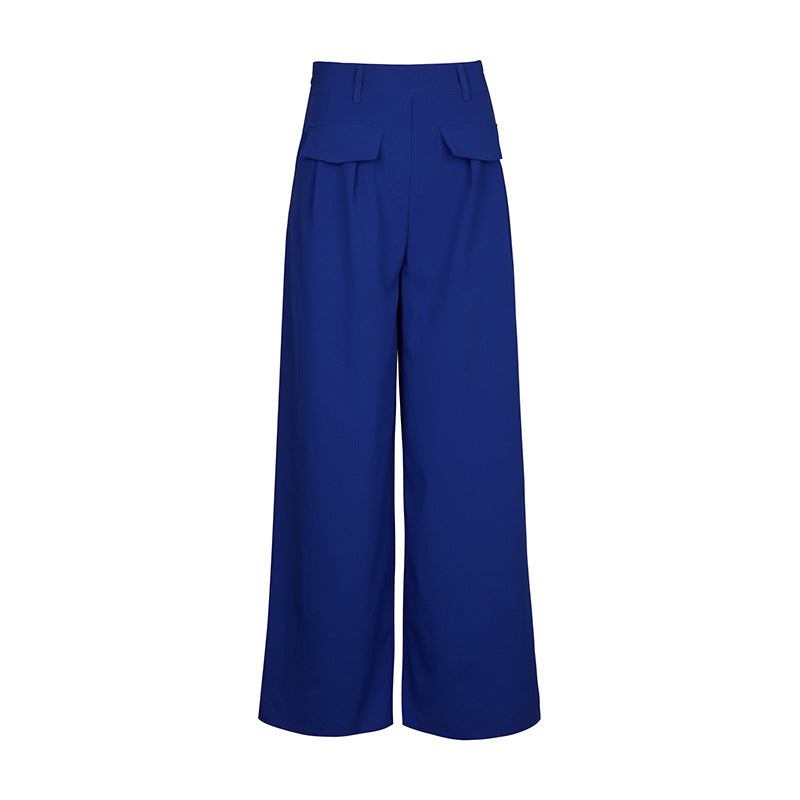 Slim Fit Slimming Blue Wide Leg Pants