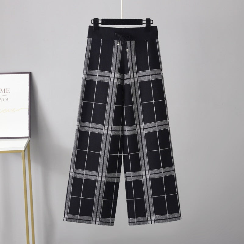 Retro Lattice Loose Pants