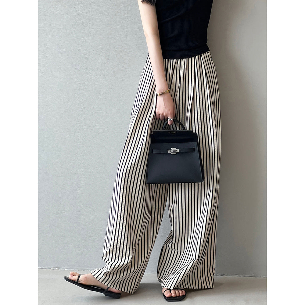 Elastic Waist Striped Wide Leg Pants