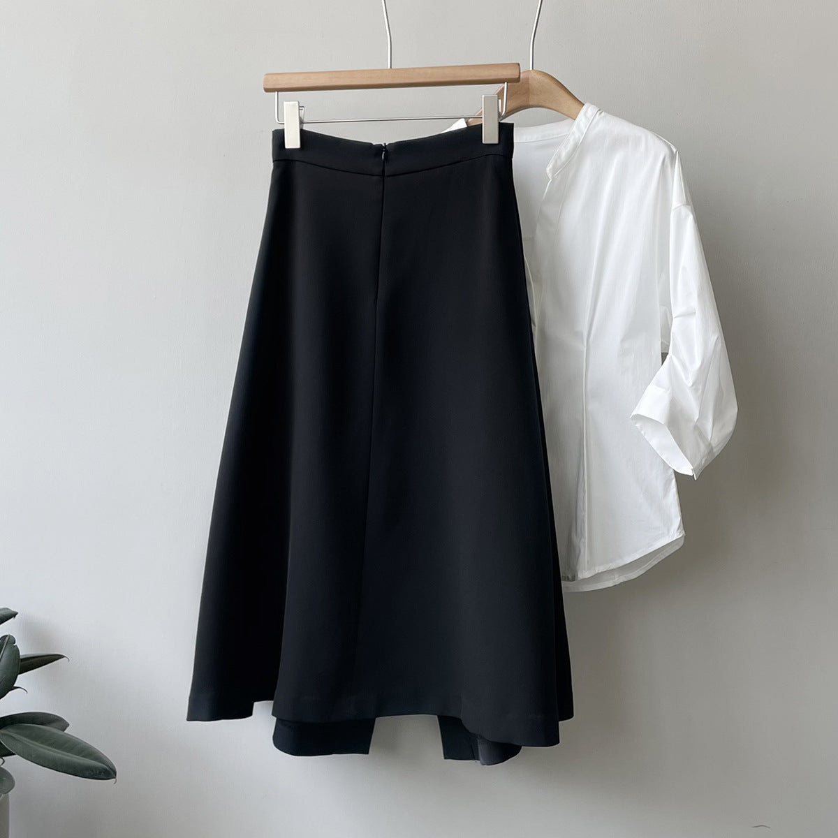 Elegant High Waist Office Slit A line Midi Skirt