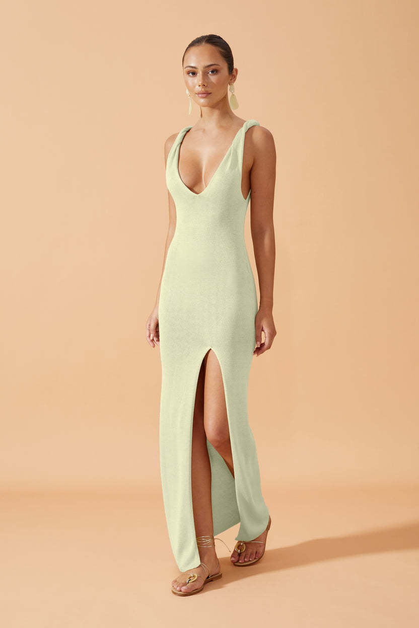 Sexy Deep V Plunge Neck Backless Slit Knitted Dress