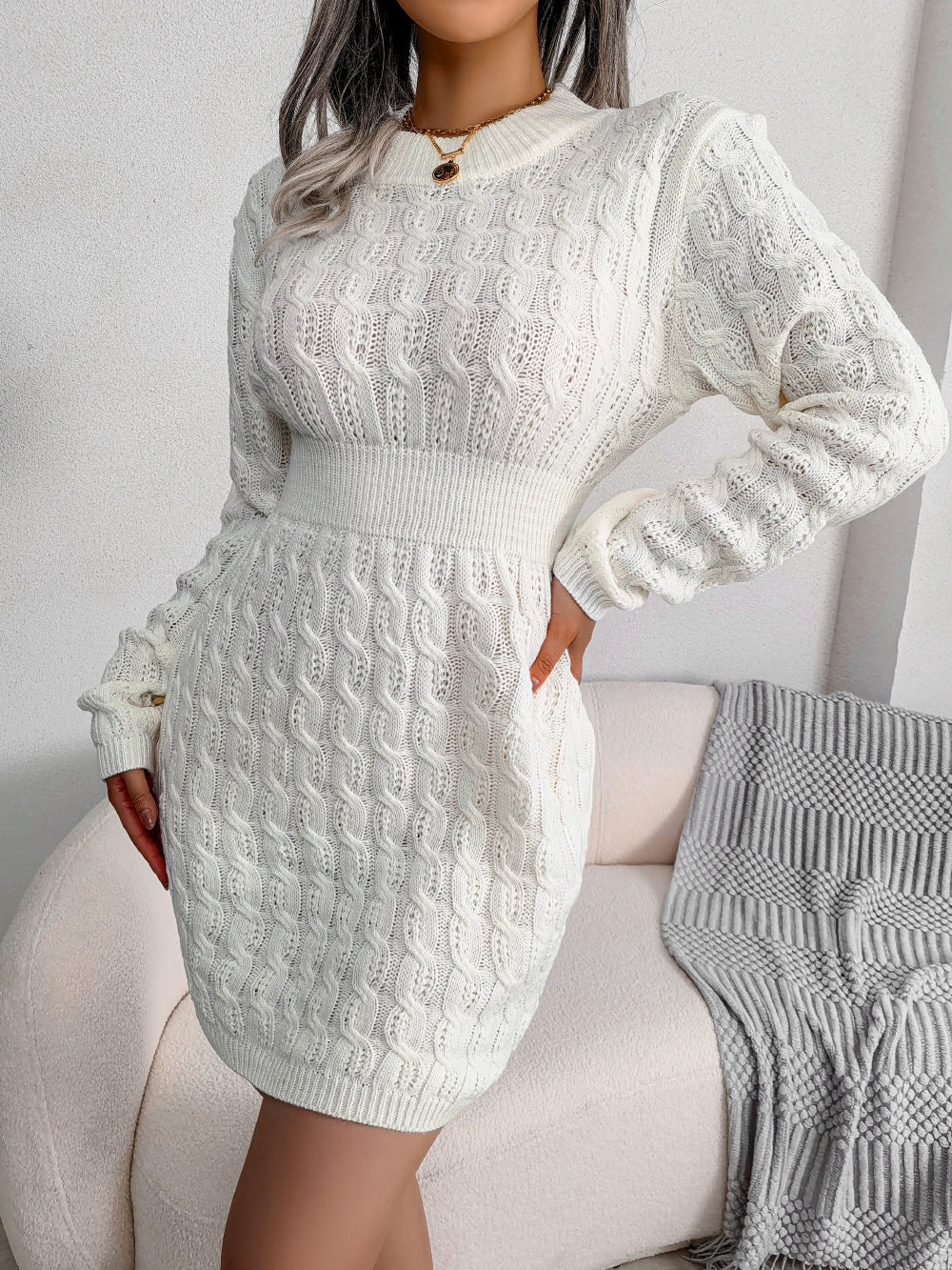 Twist Waist Sheath Sweater Dress