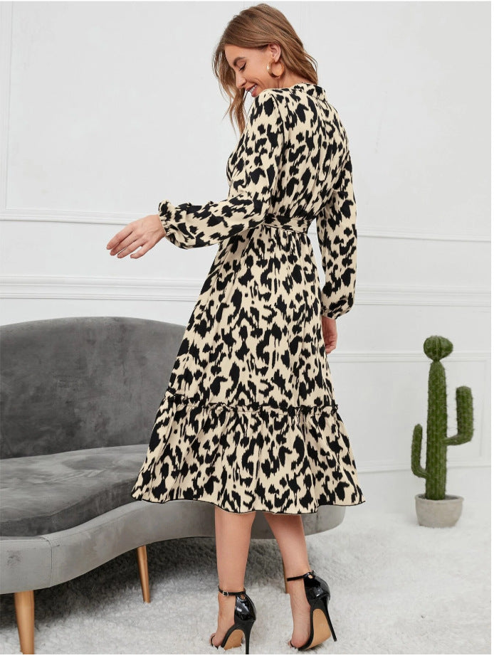 Elegant Printing Long Sleeve Dress