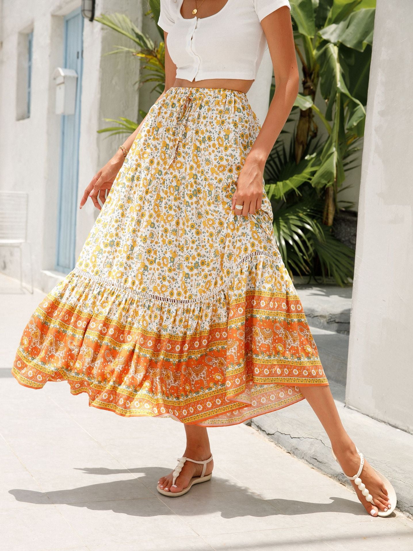 Rayon Bohemian Beach Vacation Skirt