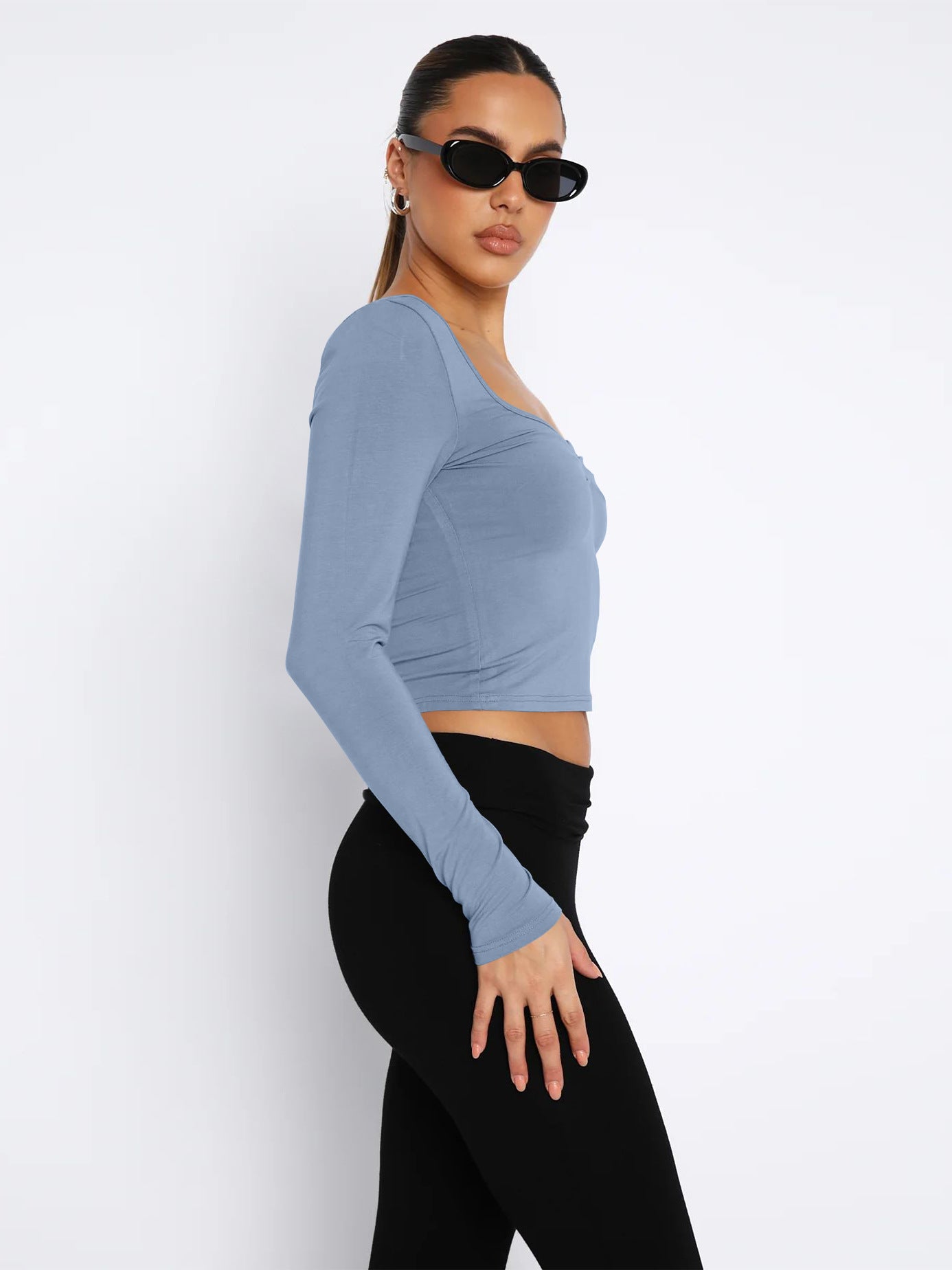 Sexy Square Neck Long Sleeved Top
