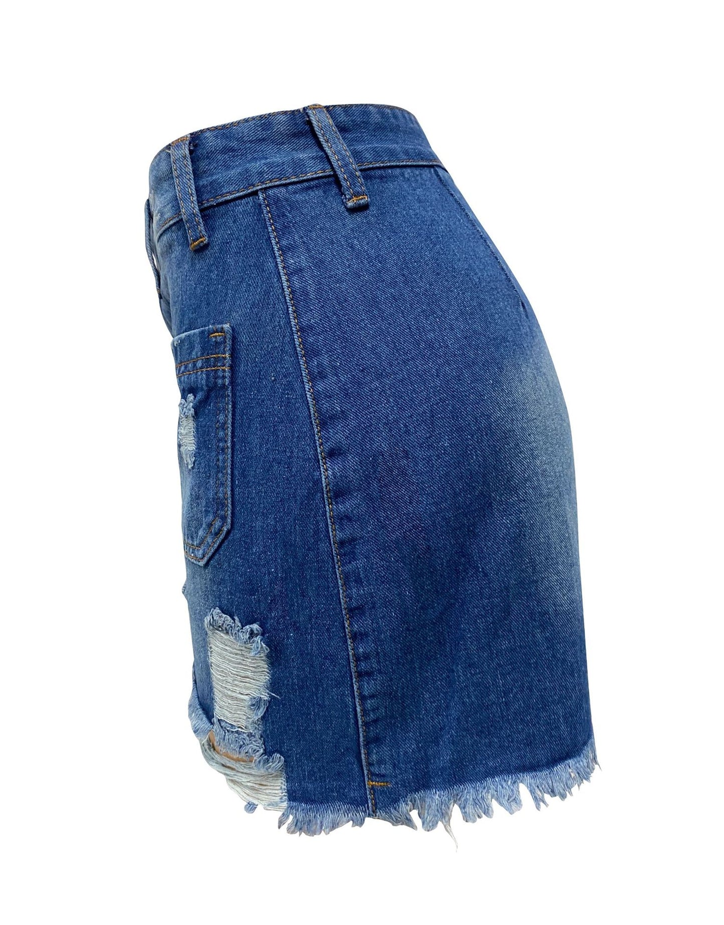 Denim Ripped Skinny Hip Skirt