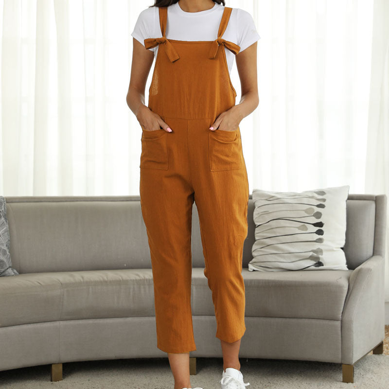 Cotton Linen Casual Trousers Jumpsuit