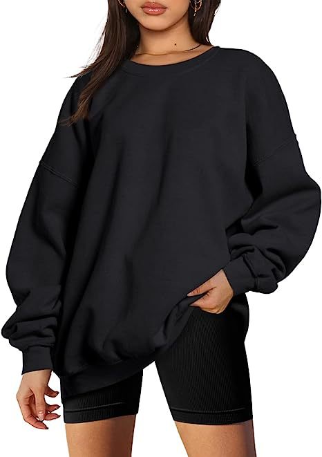 Sudadera extragrande con forro polar informal holgada con cuello redondo