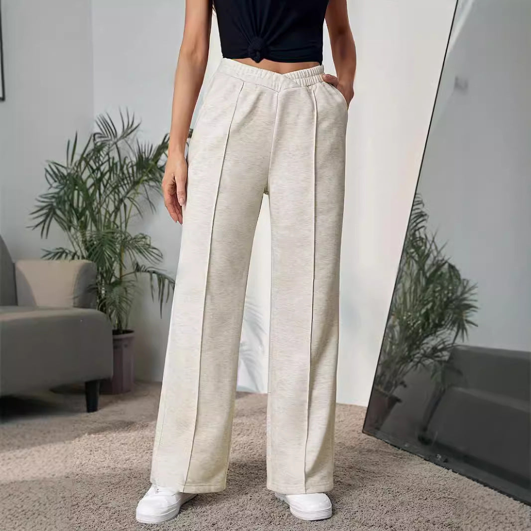 Pantalon large taille haute à effet drapé