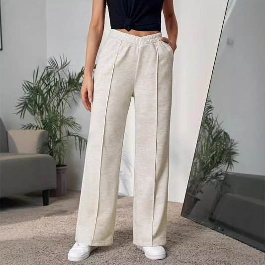 Draping Effect High Waist Wide Leg Pants