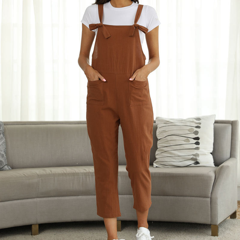 Cotton Linen Casual Trousers Jumpsuit