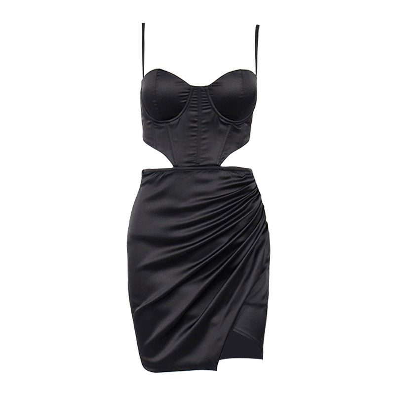 Sexy Satin-Korsett mit ausgehöhltem, rückenfreiem Kleid