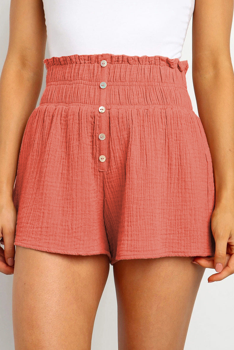 Bolso plissado de verão A Line Stretch Lace Up Shorts de cintura alta