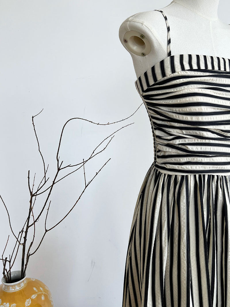 French Striped Bandeau Sling Dress