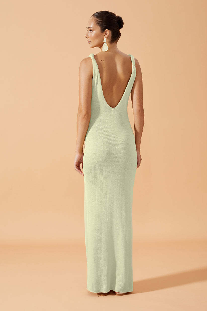 Sexy Deep V Plunge Neck Backless Slit Knitted Dress