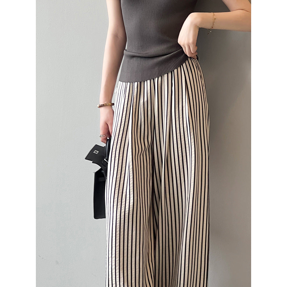 Elastic Waist Striped Wide Leg Pants