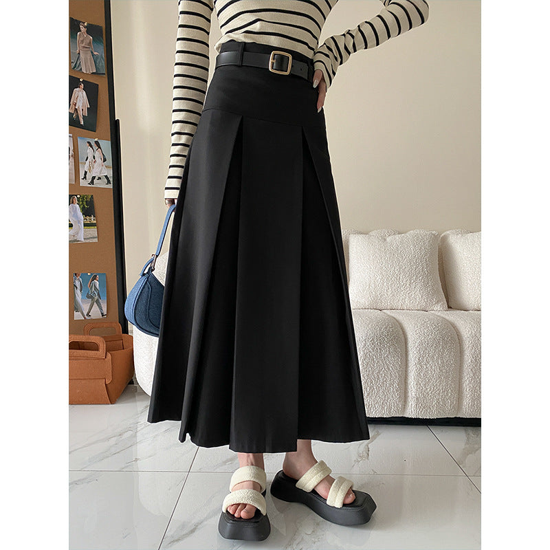 Cut A line Pleated Skirt