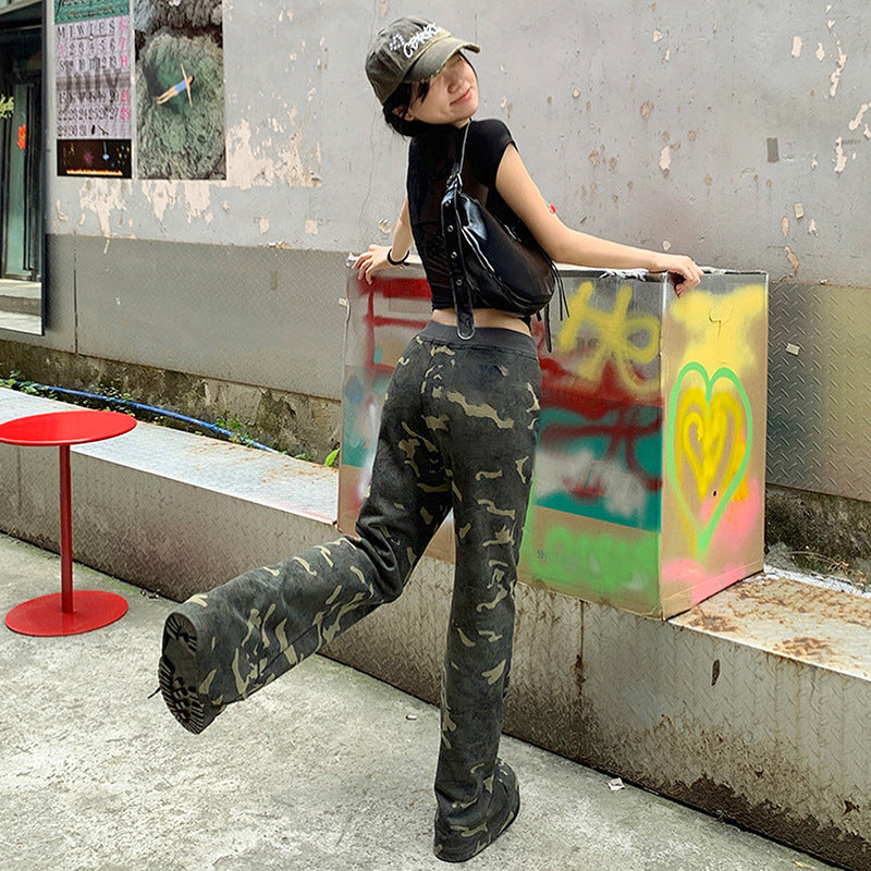 Camouflage Sexy High Waist Slimming Mop Camouflage Pants