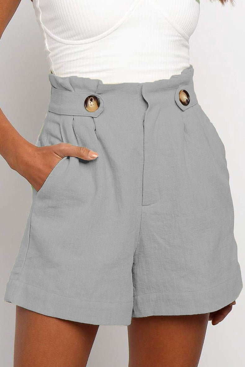 Sommer-Shorts mit plissierter Tasche und A-Linie, Stretch, Schnürung und hoher Taille