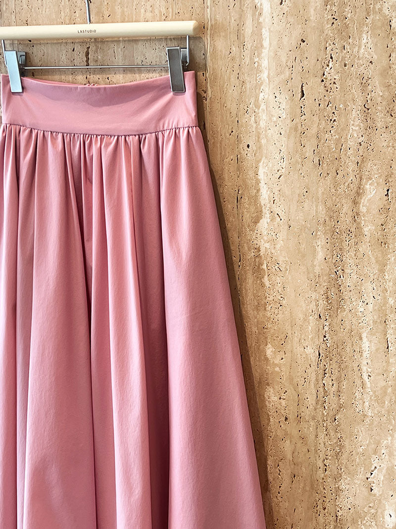 Pink Skirt Large Swing A Line Pleated Pleated Skirt