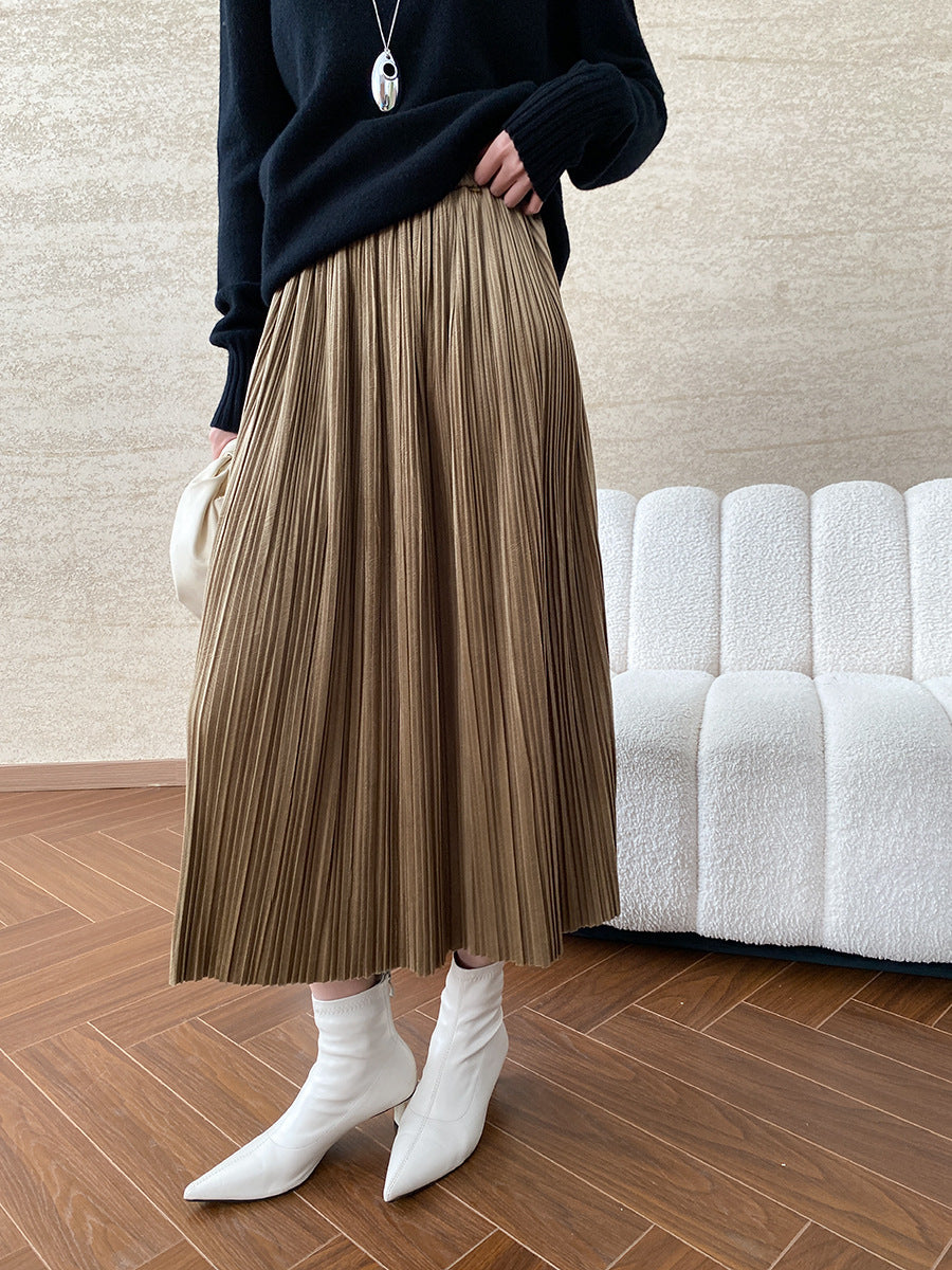 Office A Line Pleated Skirt