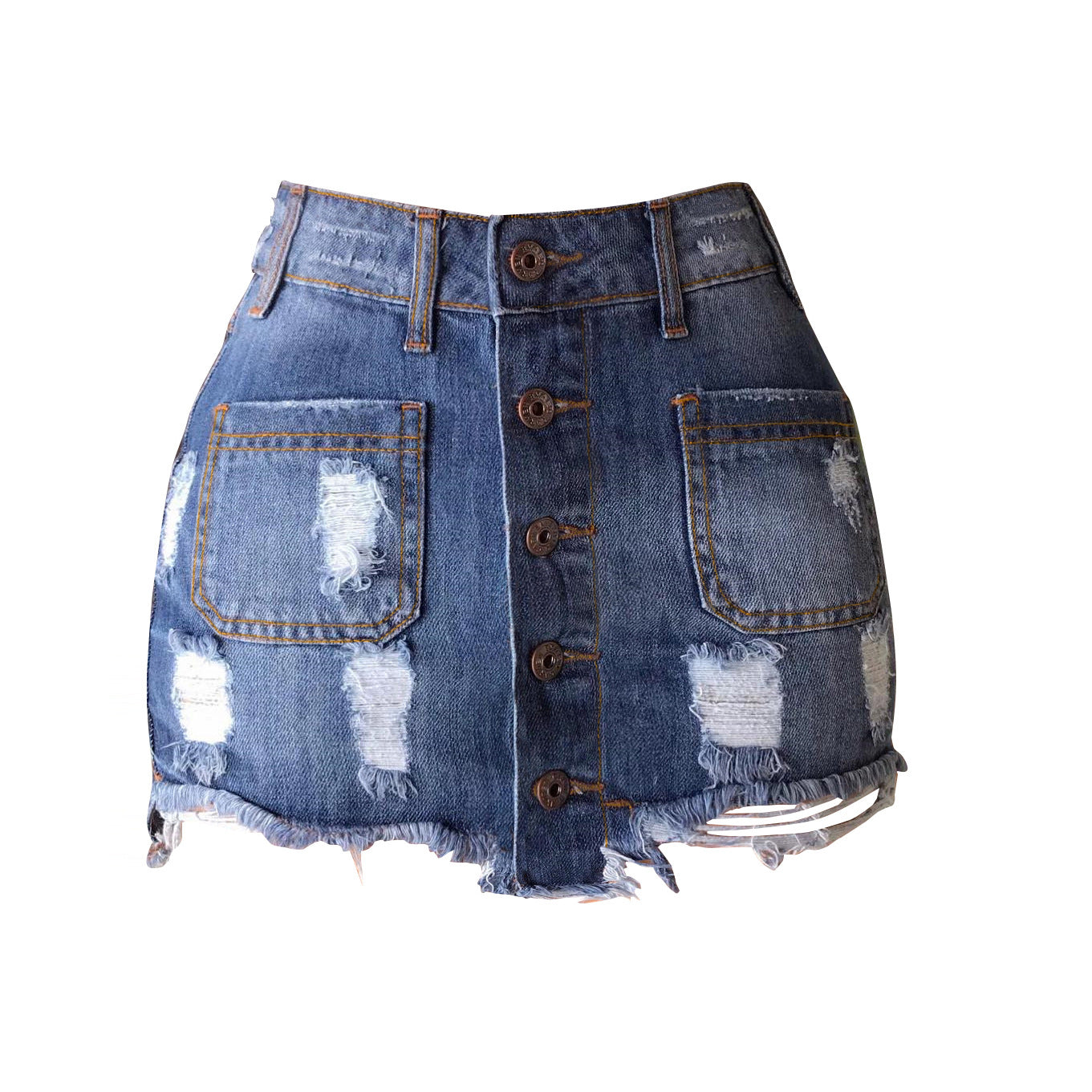 Denim Ripped Skinny Hip Skirt